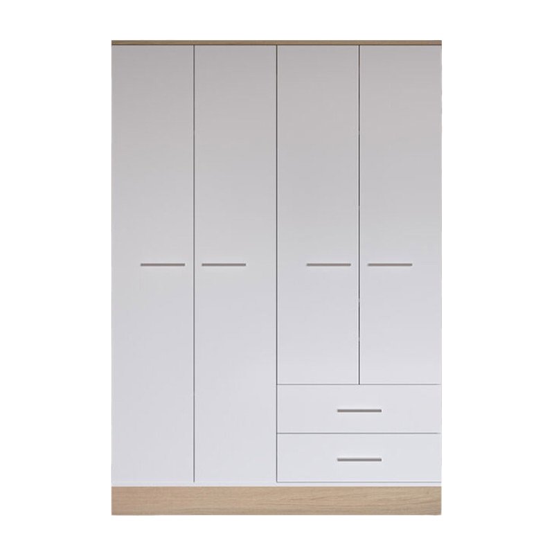039-000198 Ντουλάπα ρούχων Harmony pakoworld τετράφυλλη σε oak-λευκή απόχρωση 137x52x198εκ - Image 1