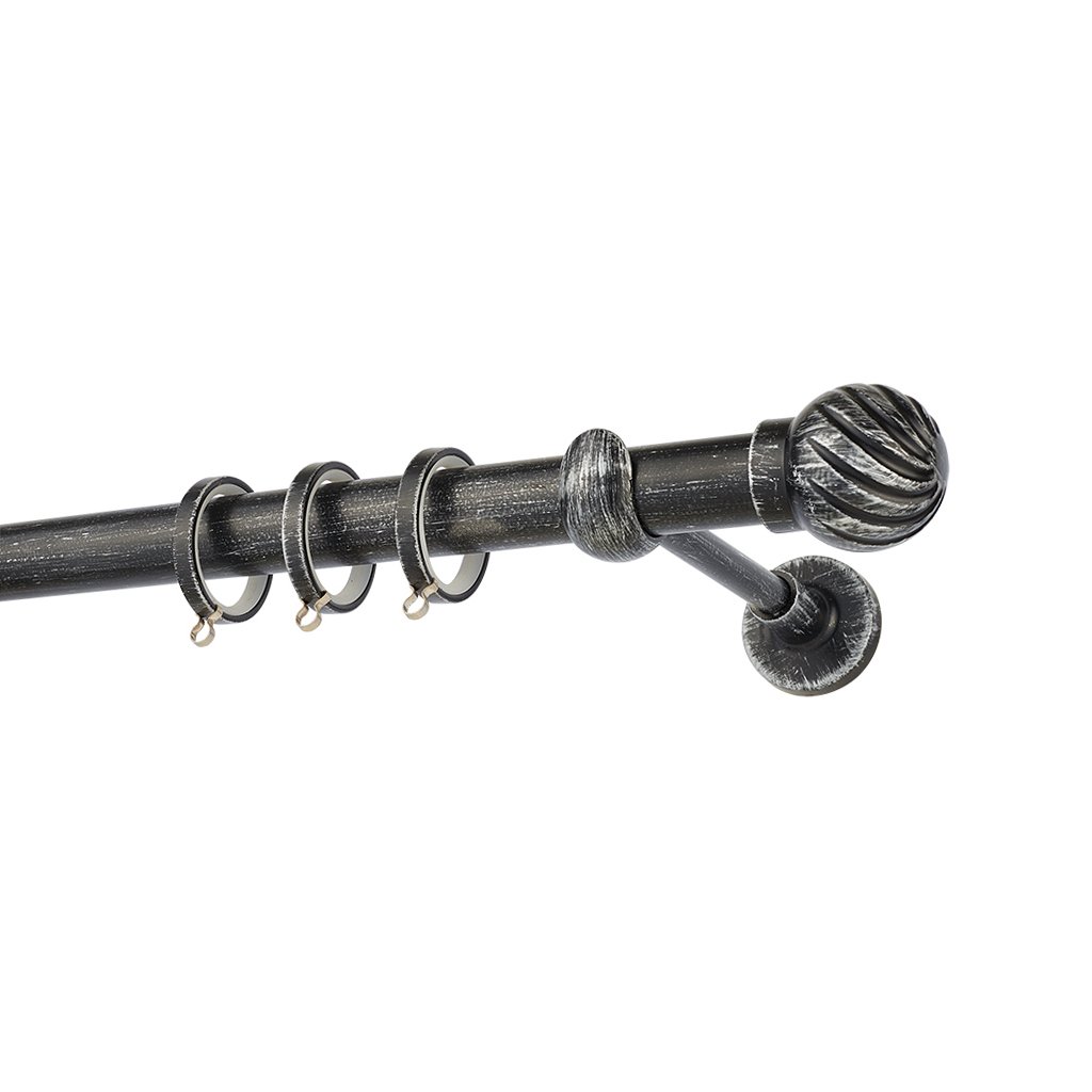 0427bps-25-rustique-collection Κουρτινόξυλο Φ25 Zogometal R0427 Μαύρο Πατίνα Ασήμι - Image 1