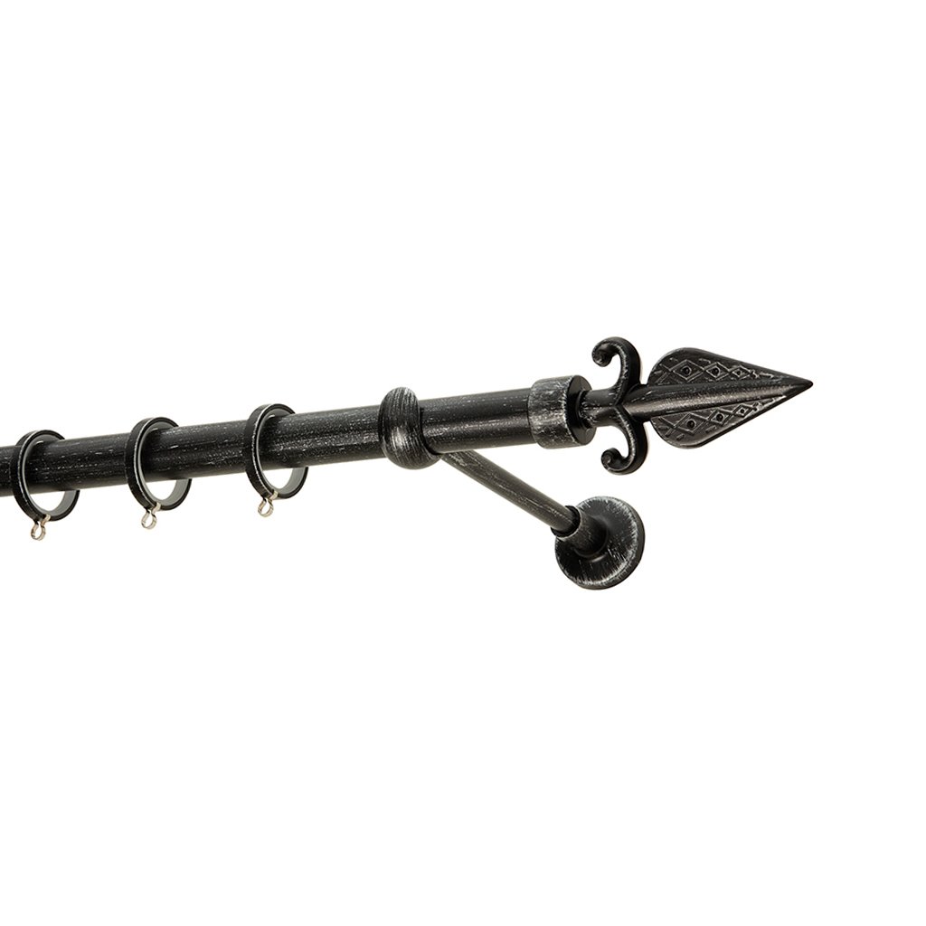 0447bps-25-rustique-collection Κουρτινόξυλο Φ25 Zogometal R0447 Μαύρο Πατίνα Ασήμι - Image 1