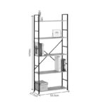 Βιβλιοθήκη Manlo pakoworld oak με μαύρο μέταλλο 58.6x23.5x144εκ - Image 6