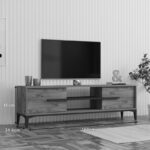 Έπιπλο τηλεόρασης Eslem pakoworld oak με ανθρακί 160x34,6x48,1εκ - Image 3