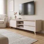 Έπιπλο τηλεόρασης Belka pakoworld κρεμ με oak 155x45x53,6εκ
