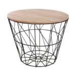 Βοηθητικό τραπέζι σαλονιού Jacot pakoworld oak-μαύρο Φ38x30,5εκ - Image 2