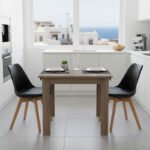 Τραπεζαρία Manka Ι -Gaston pakoworld σετ 3τεμ σε sonoma truffle-μαύρη απόχρωση 80x80x77εκ