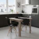 Τραπεζαρία Manka I-Julita pakoworld σετ 3τεμ σε sonoma truffle-μαύρη απόχρωση 80x80x77εκ