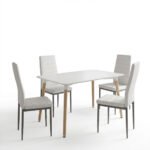 Τραπεζαρία με Καρέκλες Parker μπεζ και Τραπέζι Natali λευκό 120x80x76εκ Σετ 5τεμ - Image 2