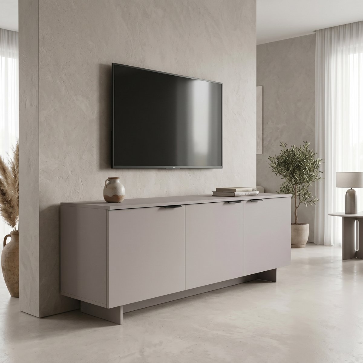 230-000277 Έπιπλο τηλεόρασης Beldon pakoworld γκρι 150x42x55εκ - Image 1
