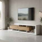 Έπιπλο τηλεόρασης Arbero pakoworld λευκό-oak 198x40x45εκ
