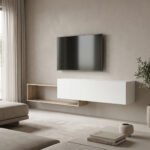 Έπιπλο τηλεόρασης επιτοίχιο Olande pakoworld sonoma-λευκό 210x35x48εκ