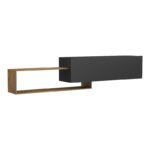 Έπιπλο τηλεόρασης επιτοίχιο Olande pakoworld oak-μαύρο 210x35x48εκ - Image 3