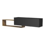 Έπιπλο τηλεόρασης επιτοίχιο Olande pakoworld oak-μαύρο 210x35x48εκ - Image 5