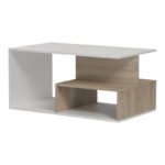 Τραπέζι σαλονιού Kelena pakoworld sonoma-λευκό 90x51x43εκ - Image 4