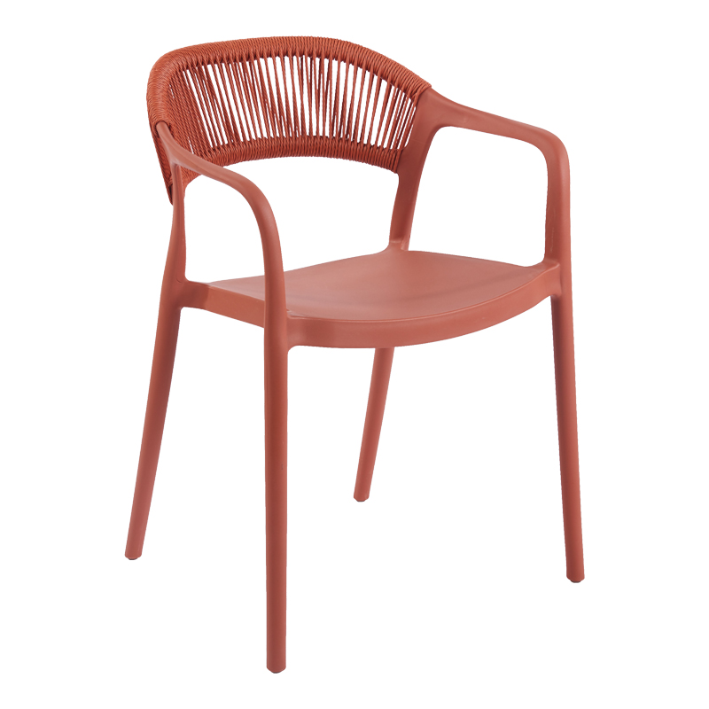 262-000054 Πολυθρόνα Ankara pakoworld στοιβαζόμενη pp-pe rattan σε terracotta απόχρωση 54x55.5x77εκ - Image 1