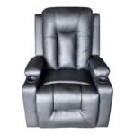 Πολυθρόνα relax με μηχανισμό massage Gessel pakoworld PU σε μαύρη απόχρωση 80x90x98εκ - Image 3