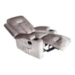 Πολυθρόνα relax Gessel pakoworld βελούδο σε γκρι απόχρωση 80x90x98εκ - Image 2