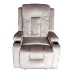 Πολυθρόνα relax Gessel pakoworld βελούδο σε γκρι απόχρωση 80x90x98εκ - Image 3