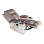 Πολυθρόνα relax με μηχανισμό massage Gessel pakoworld βελούδο σε γκρι απόχρωση 80x90x98εκ - Image 2