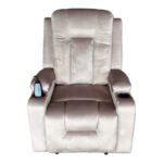 Πολυθρόνα relax με μηχανισμό massage Gessel pakoworld βελούδο σε γκρι απόχρωση 80x90x98εκ - Image 3