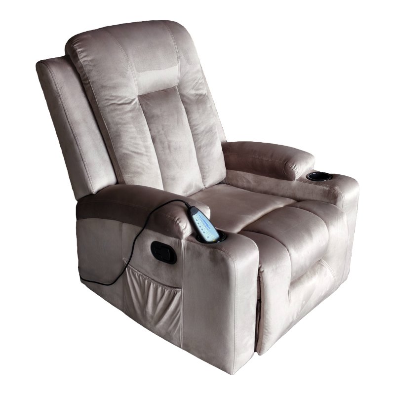 331-000010 Πολυθρόνα relax με μηχανισμό massage Gessel pakoworld βελούδο σε γκρι απόχρωση 80x90x98εκ - Image 1