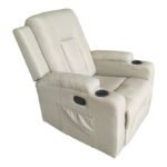Πολυθρόνα relax με μηχανισμό massage Gessel pakoworld μπεζ ύφασμα 80x90x98εκ