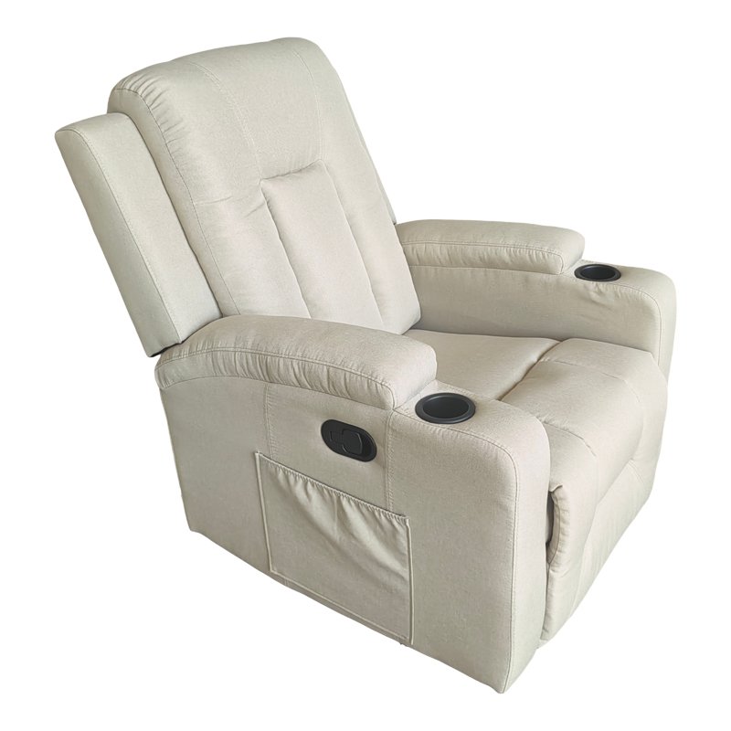 331-000013 Πολυθρόνα relax με μηχανισμό massage Gessel pakoworld μπεζ ύφασμα 80x90x98εκ - Image 1