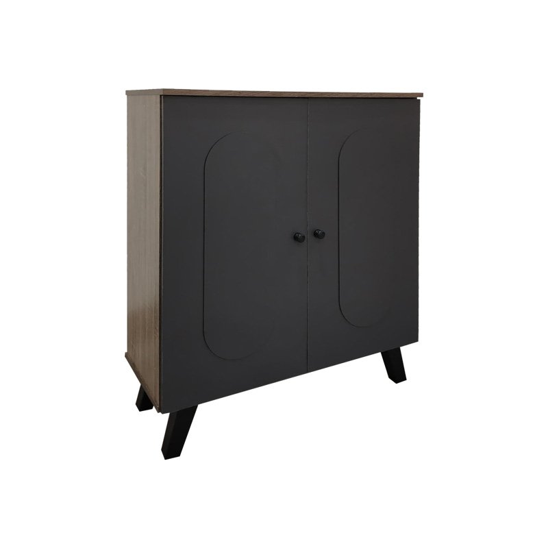 383-000026 Παπουτσοθήκη-ντουλάπι Cathi pakoworld σε oak - anthracite απόχρωση 80x34x95εκ - Image 1