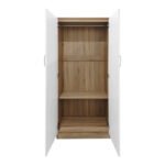 Ντουλάπα δίφυλλη Athos pakoworld σε sonoma-λευκή απόχρωση 80x42x180εκ - Image 3