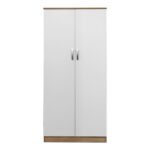 Ντουλάπα δίφυλλη Athos pakoworld σε sonoma-λευκή απόχρωση 80x42x180εκ - Image 4