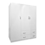 Ντουλάπα τρίφυλλη με 2 συρτάρια Alvia pakoworld λευκή 150x51x180εκ - Image 2