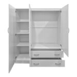 Ντουλάπα τρίφυλλη με 2 συρτάρια Alvia pakoworld λευκή 150x51x180εκ - Image 3