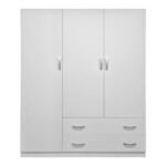 Ντουλάπα τρίφυλλη με 2 συρτάρια Alvia pakoworld λευκή 150x51x180εκ - Image 4