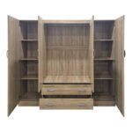 Ντουλάπα τετράφυλλη με 2 συρτάρια Alvia pakoworld sonoma 200x51x180εκ - Image 2