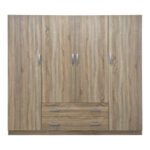 Ντουλάπα τετράφυλλη με 2 συρτάρια Alvia pakoworld sonoma 200x51x180εκ - Image 3