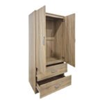Ντουλάπα δίφυλλη με 2 συρτάρια Alvia pakoworld sonoma 80x51.5x180εκ - Image 2