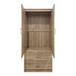 Ντουλάπα δίφυλλη με 2 συρτάρια Alvia pakoworld sonoma 80x51.5x180εκ - Image 3