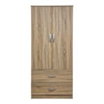 Ντουλάπα δίφυλλη με 2 συρτάρια Alvia pakoworld sonoma 80x51.5x180εκ - Image 4