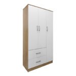 Ντουλάπα πεντάφυλλη με πατάρι Athos pakoworld sonoma-λευκή 170x42x240εκ - Image 2