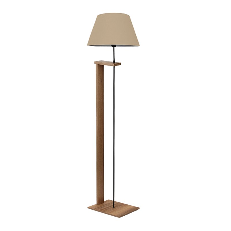 GP029-01851-0 Φωτιστικό δαπέδου Moris Megapap MDF - ύφασμα PVC χρώμα καρυδί - μπεζ Φ38x150εκ. - Image 1