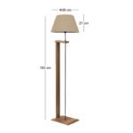 Φωτιστικό δαπέδου Moris Megapap MDF - ύφασμα PVC χρώμα καρυδί - μπεζ Φ38x150εκ. - Image 3