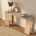 Κονσόλα Mendoza Megapap χρώμα sapphire oak - travertine 130,8x35x76,8εκ. - Image 3