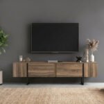 Έπιπλο τηλεόρασης Orontes Megapap χρώμα καρυδί 180x29,6x50εκ. - Image 3