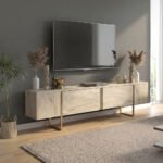 Έπιπλο τηλεόρασης Orontes Megapap χρώμα travertine - χρυσό 180x29,6x50εκ.