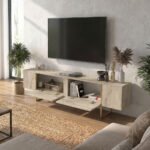 Έπιπλο τηλεόρασης Orontes Megapap χρώμα travertine - χρυσό 180x29,6x50εκ. - Image 3