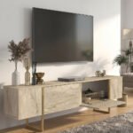Έπιπλο τηλεόρασης Orontes Megapap χρώμα travertine - χρυσό 180x29,6x50εκ. - Image 5