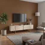 Έπιπλο τηλεόρασης Orontes Megapap χρώμα travertine - χρυσό 180x29,6x50εκ. - Image 6