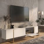 Έπιπλο τηλεόρασης Orontes Megapap χρώμα λευκό - χρυσό 180x29,6x50εκ. - Image 5