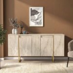Μπουφές Orontes Megapap χρώμα travertine - χρυσό 160x35,2x80εκ. - Image 4