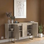 Μπουφές Orontes Megapap χρώμα travertine - χρυσό 160x35,2x80εκ. - Image 5