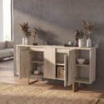 Μπουφές Orontes Megapap χρώμα travertine - χρυσό 160x35,2x80εκ. - Image 6