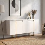Μπουφές Orontes Megapap χρώμα λευκό - χρυσό 160x35,2x80εκ.